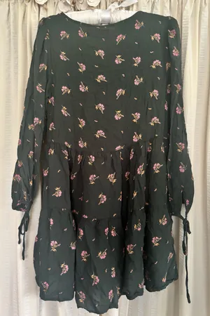 Urban Outfitters long sleeve green floral dress thumbnail 2