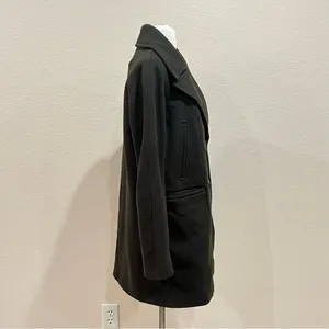 Vince Camuto Dark Olive Green Double Breasted Wool Blend Peacoat Coat Sz Medium thumbnail 4