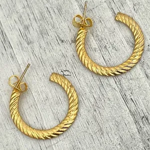 Small gold tone hoops thumbnail 1