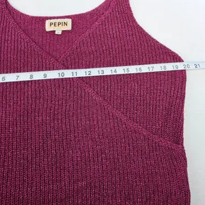Pepin Womens Magenta Open Knit Surplice Wrap Sleeveless Tank Top Size Large thumbnail 8