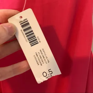 Chico's Ruffle Detail Dress Pink Passion Hi Lo Solid Keyhole NWT Size Small thumbnail 4
