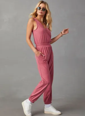 Rosy Pink VICI Ribbed Jumpsuit thumbnail 4