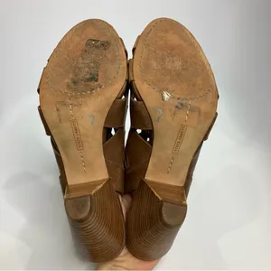 Vince Camuto Elettra‎ peep toe cone heels brown leather women’s size 10 thumbnail 8