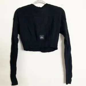 Alo Yoga Sheer Cashmere Cropped Cardigan Black M thumbnail 5