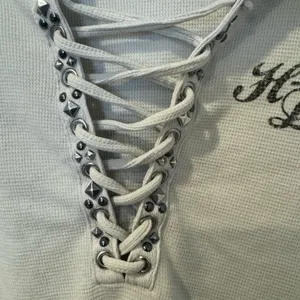 Genuine Harley Davidson Willie G Laced‎ Front Henley Hoodie Embellished C thumbnail 4