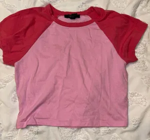 Forever 21 Pink Crop Tee with Darker Pink Trim thumbnail 1