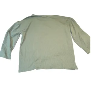 Women's Sage Green XL Ribbed Knit Top Stud Sleeve 3/4 Sleeve Stretch Blouse thumbnail 4