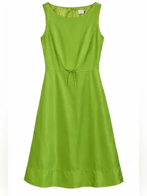 Vintage Y2K J.Crew 100% Silk Chartreuse Green Dress thumbnail 2