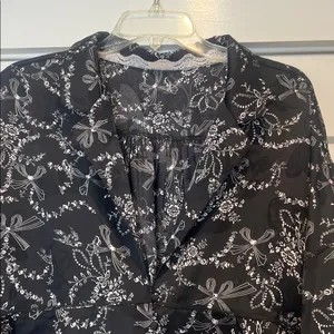 Free People intimately Black Floral Button-Down sleep Blouse size XL. thumbnail 5