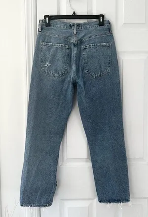 Riley High Rise Straight Crop Denim Jeans Button Fly In Frequency 27 thumbnail 16