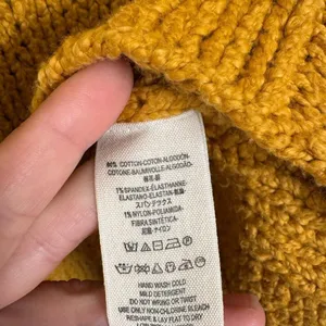 Free People Desert Sun Golden Yellow Beachy Slouch Chunky Sweater Large thumbnail 4