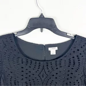 J. CREW Factory Black Eyelet Overlay Short Sleeves Blouse, Size 8 Casual Neutral thumbnail 8