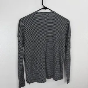 Marine Layer Henley Womens Medium Black Striped Long Sleeve Button Neck Top thumbnail 6