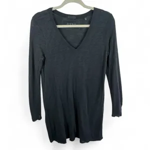 ATM Anthony Thomas Melillo Womens Slub‎ Cotton V-Neck Long Sleeve Dress Black XS thumbnail 2