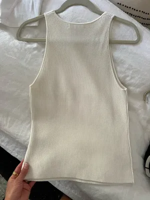 Banana republic ribbed stretchy white tank top thumbnail 3