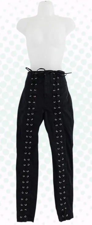 ALC Kingsley Black High Waist Skinny Leg Lace Up Corset Style Pants Size 0 thumbnail 1