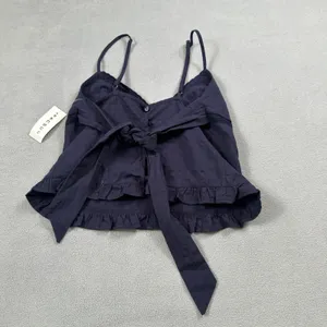 Your Favorite PacSun Cami Tank Top Womens XS Navy Blue Lace Trim Tie Back Straps thumbnail 2
