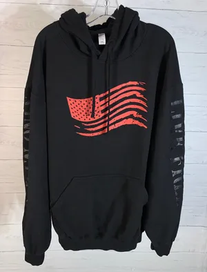 American Flag print fleece hoodie size XXL thumbnail 1