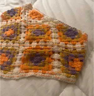 Revolve Orange Purple Cream Crochet Open Knit Head Scarf Hat Accessory Summer Boho Bohemian thumbnail 3