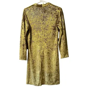 Molly Bracken‎ Shiny Gold Dress Long Sleeve Round Neck Zip Back Size Small Sexy thumbnail 2