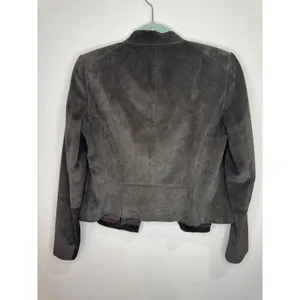 Lafayette 148 Brown Suede Leather Moto Jacket sz 6 Asymmetrical Zip thumbnail 3