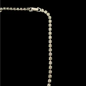 Vintage Estate Silver Clear Rhinestones Necklace Classic Formal thumbnail 7