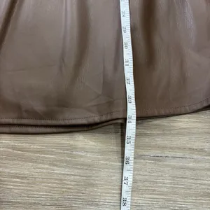 Anthropologie Babydoll Dress Womens Size Medium Brown Faux Leather Mini NWT thumbnail 8