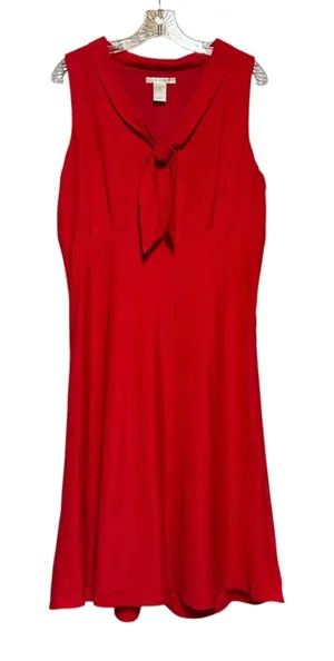Sarah Spencer Sleeveless V-Neck Linen Dress Red 16 thumbnail 1