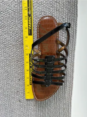 Sam Edelman Black Patent Strappy Flat Sandals Size 7.5 thumbnail 7