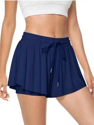 Women's Athletic Drawstring Shorts in Blue Size M thumbnail 1