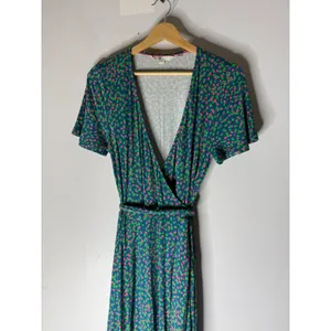 Boden cassia jersey wrap dress teal pink speckle‎ print midi size 4 thumbnail 3