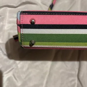Source Unknown STRIPED MULTICOLORED SHOULDER BAG PINK GREEN BLUE CANVAS LIKE BAG THIN HANDLES thumbnail 4