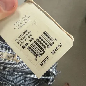 Faherty Sylvie Dress Blue Gingham Smocked Tiered Maxi WDU1931-BGI Womens‎ XS NEW thumbnail 6