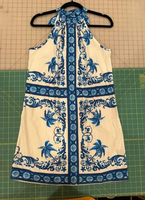 Amazon Blue & White Halter Mini Dress thumbnail 1