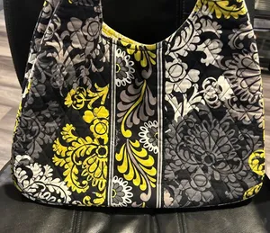 Vera Bradley Black and Yellow Floral Hobo Bag thumbnail 1