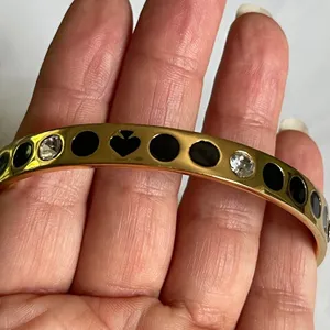 Kate Spade Bangle Bracelet Womens OS Gold Black Polka Dot Crystal‎ Enamel Spade thumbnail 2
