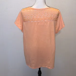 French Laundry peach orange lace keyhole front short sleeve shirt thumbnail 5