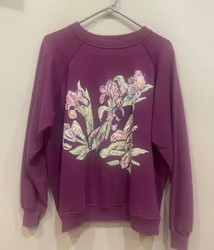 Hanes Floral Purple Women's Sweatshirt vintage 80’s thumbnail 1