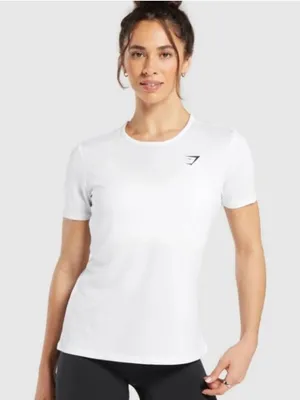 Gymshark White Training T-shirt crewneck short sleeve active casual top logo L thumbnail 1