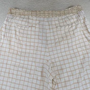 Elevenses Anthropologie Linen Windowpane Wide Leg Crop Pants Beige Womens 16T‎ thumbnail 9
