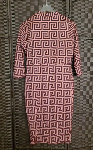 Patterned Series: Asymmetrical Line Dress Tan Size XXL thumbnail 2