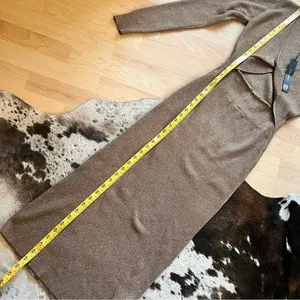HOUSE OF HARLOW NWT Brown Twist Front Long Sleeve Ribbed Shimmer Dress Size M‎ thumbnail 5