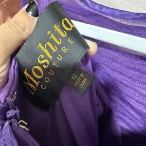 Moshita Couture Size 12 NWTs Style 6189 Purple Short Sleeve Midi Dress thumbnail 8