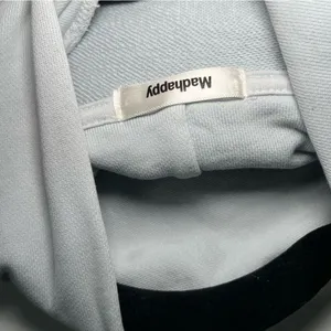 Madhappy cropped blue grey sweatshirt hoodie Raw hem Stiching medium thumbnail 5