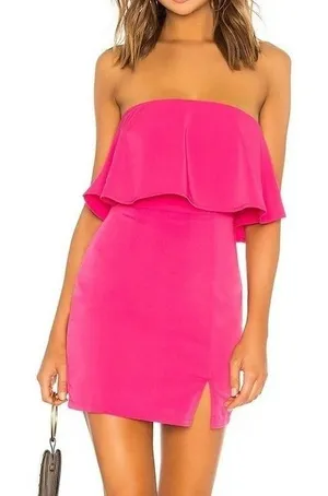Aritzia Superdown Off The Shoulder Mini Dress Size Small Pink Barbiecore Party thumbnail 1