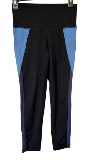 Aerie American Eagle chill play move side pocket black blue leggings size medium thumbnail 1