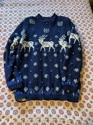 Jones New York Vintage 90s Winter Elk Knit Snowflake Sweater size medium thumbnail 4