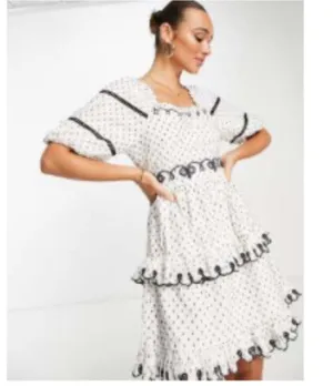 ASOS Y.A.S Puff Sleeve Embroidered Mini Dress thumbnail 3