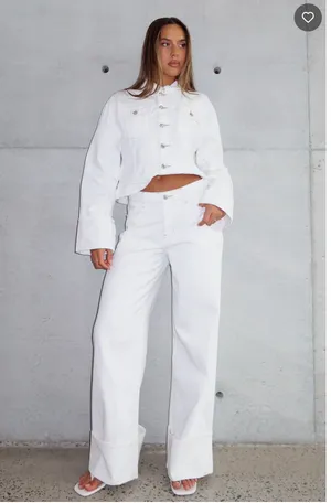 Charlotte Mid Rise Wide Leg Jeans Off White thumbnail 2