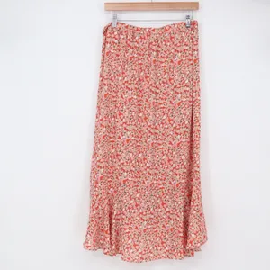 Max Studio Skirt Women's M Floral Ruffle High-Low Orange Pink Excellent thumbnail 4